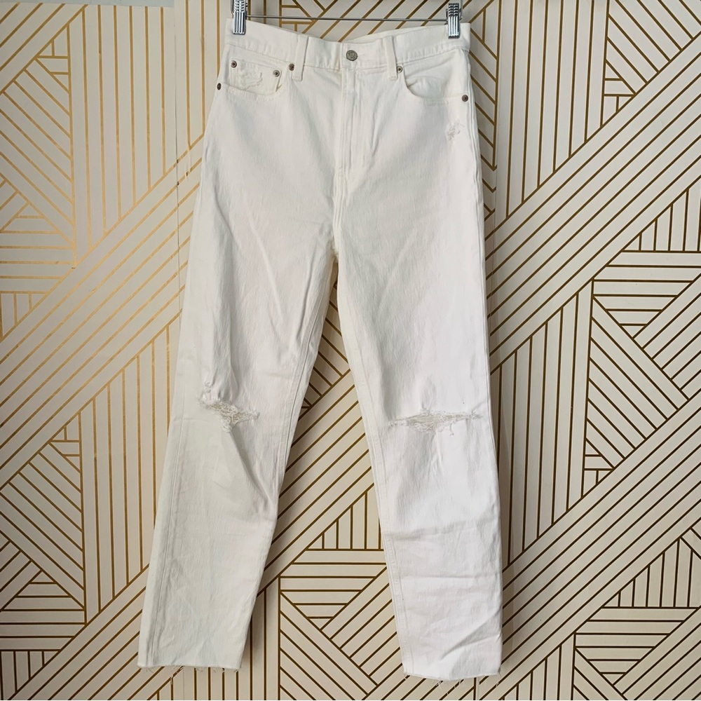 GAP 8L High Rise Cheeky sky high Straight leg distressed raw hem 8 / 29 long